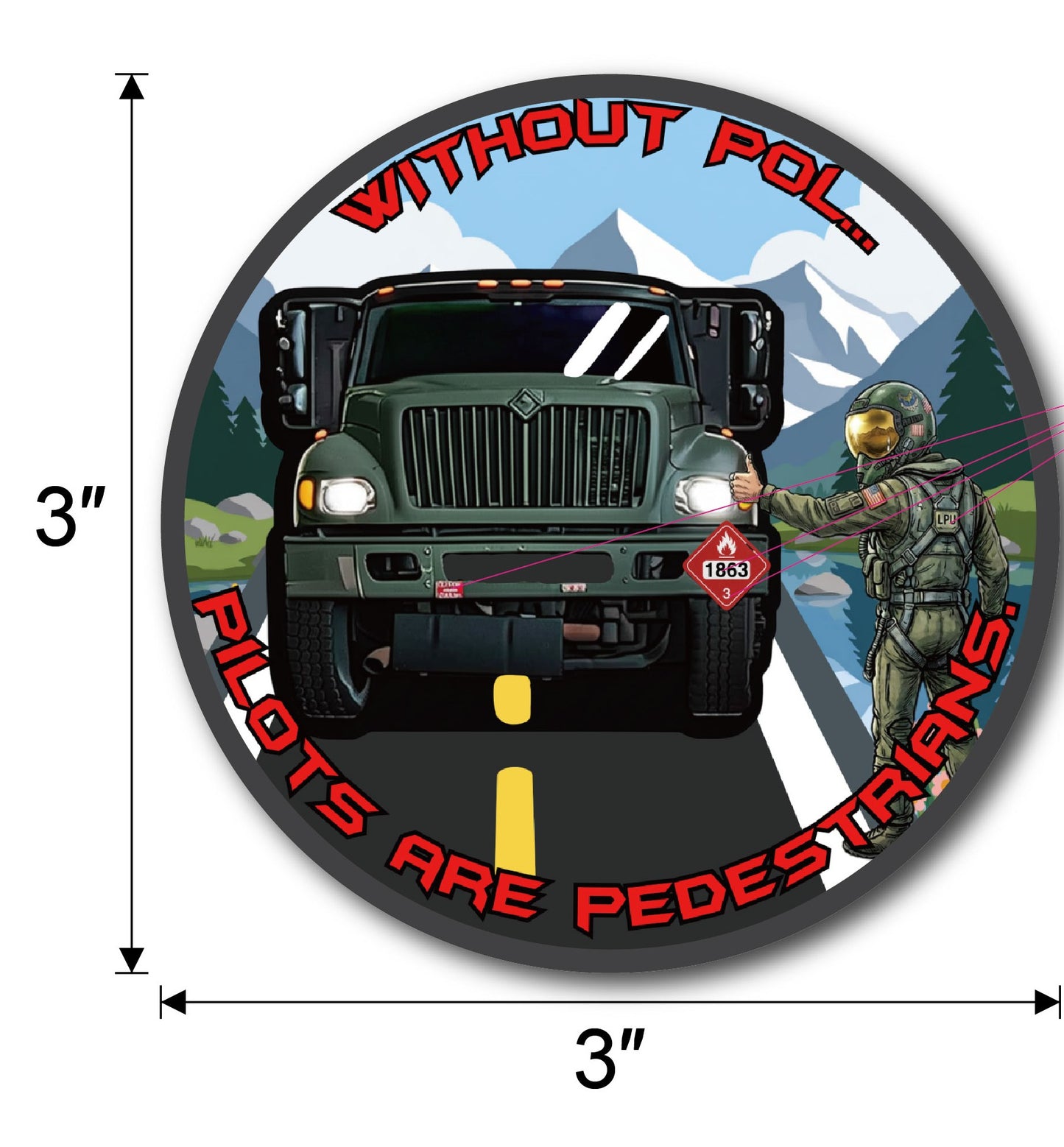 POL Pedestrian Sticker Decal.